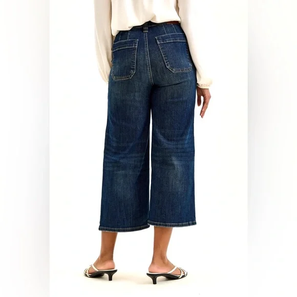 Judy Blue High Waist Wide Crop Utility Jeans with Patch Pocket - Picture 5 of 7